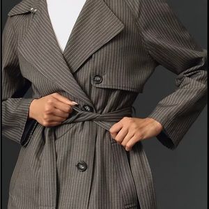 Avec Les Filles Trench Coat New NWT Small S Grey Motif